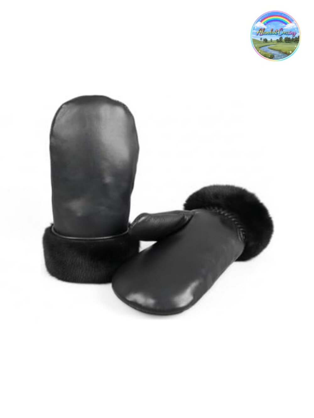 Genuine Shearling Sheepskin Lined Leather Mittens, Waterproof, Unisex Winter